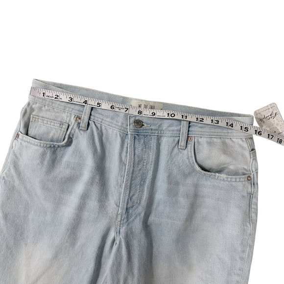 NEW Free People Maggie Distressed Light Wash Denim Straight Leg Crop Ankle Jeans - Picture 10 of 13